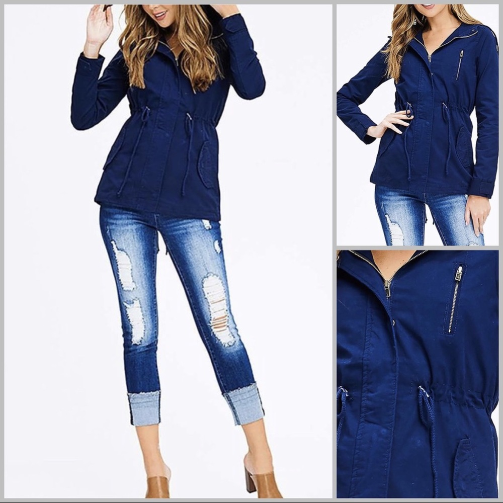 ‼️CLEARANCE‼️ Navy Hooded Jacket - Picture 2 of 7